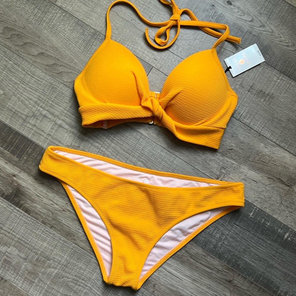 Yellow two piece swimsuit